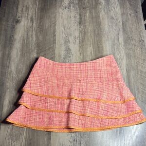 Poleci Pink and Orange Layered Tweed Mini Skirt